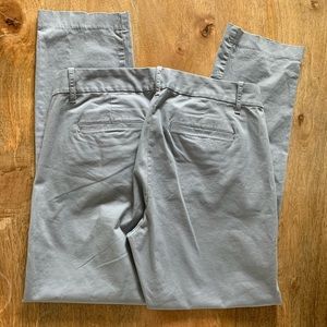 Light gray straight leg low rise pants